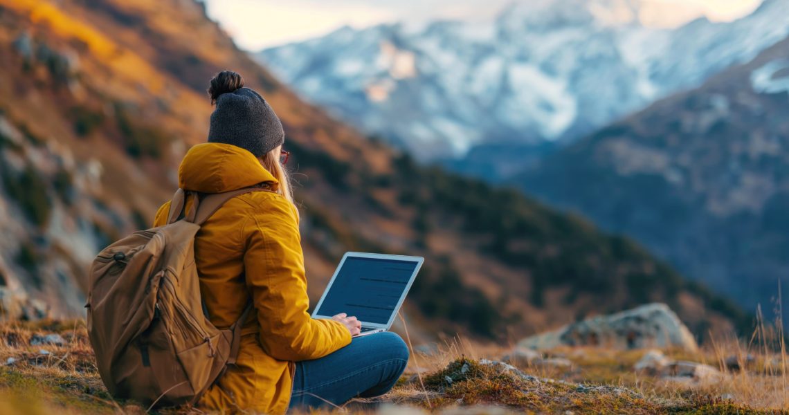 side-view-woman-working-nature